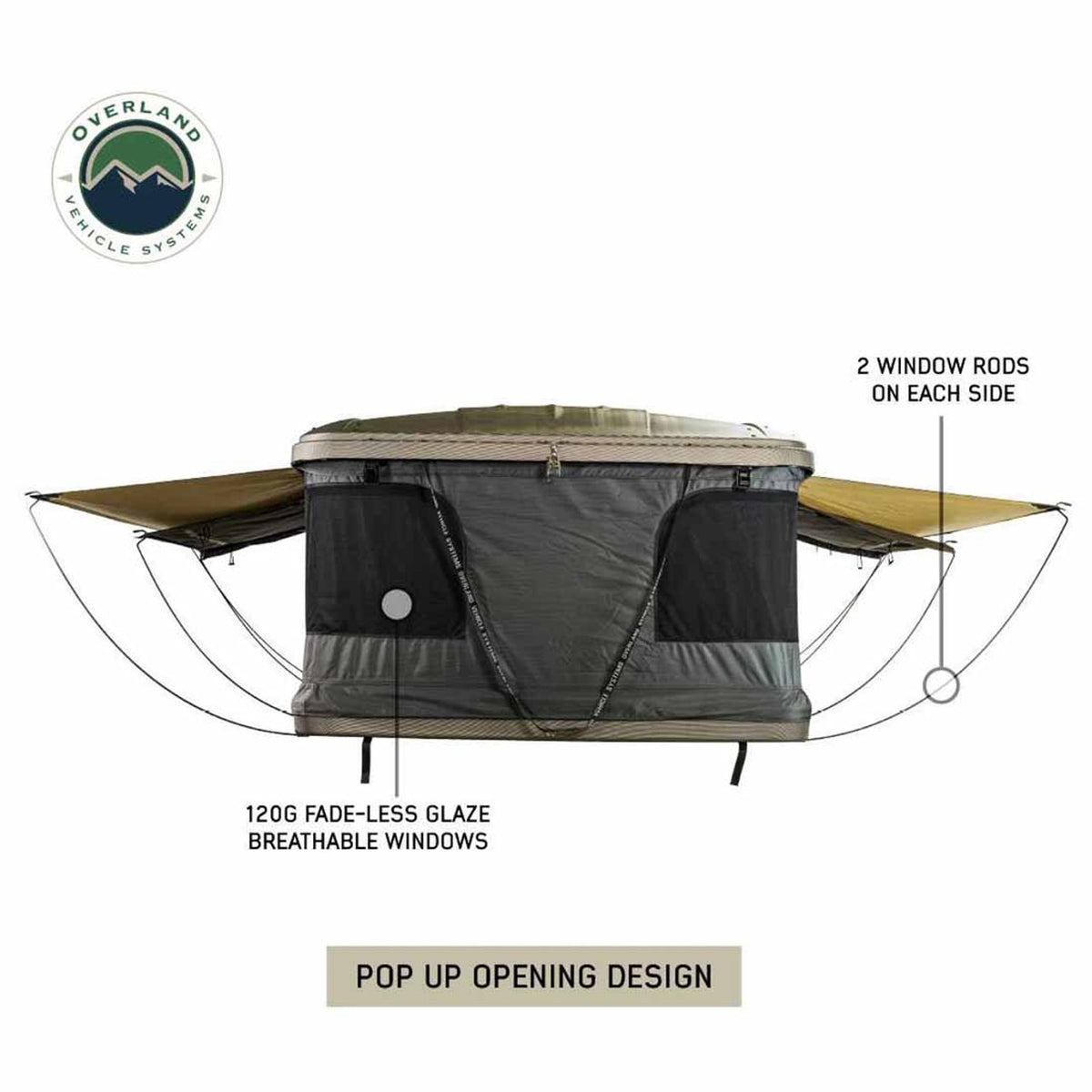 Overland Vehicle Systems HD Bundu Hard Shell Pop-Up Roof Top Tent