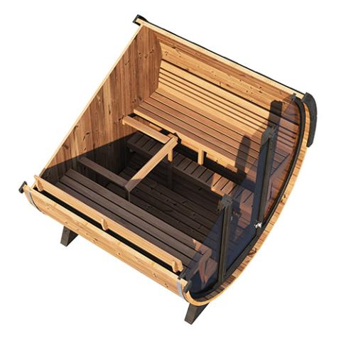 SaunaLife EE8G 4-Person Outdoor Barrel Sauna - Glass Front