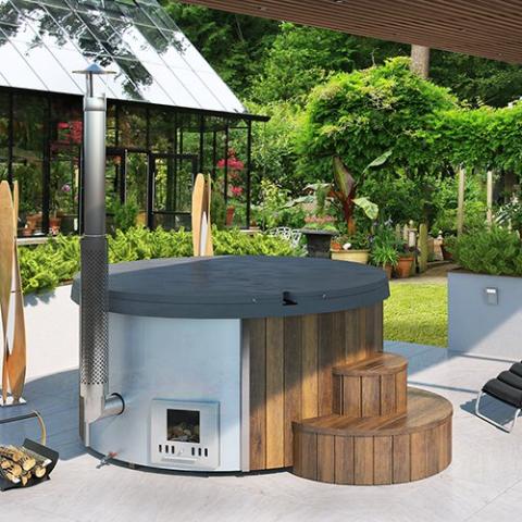 SaunaLife Soak Series S4N 6-Person Outdoor Wood-Fired Hot Tub