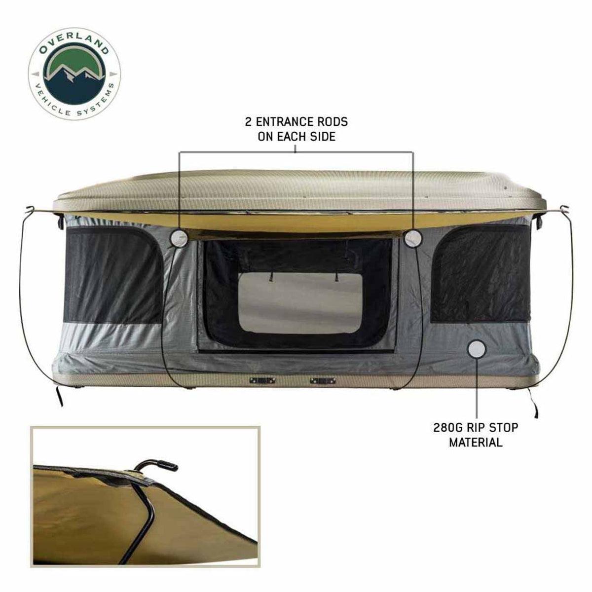 Overland Vehicle Systems HD Bundu Hard Shell Pop-Up Roof Top Tent