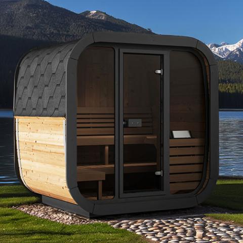 SaunaLife Model CL5G 4-Person Outdoor Luxury Cube Sauna