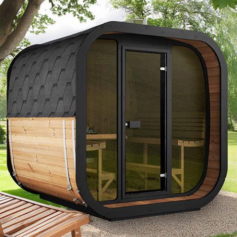 SaunaLife Model CL7G 6-Person Outdoor Luxury Cube Sauna