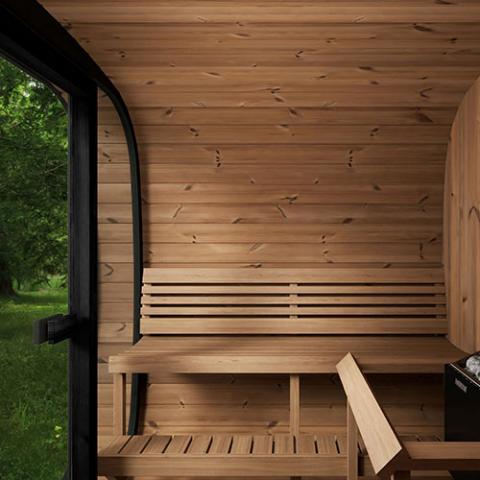 SaunaLife Model CL7G 6-Person Outdoor Luxury Cube Sauna