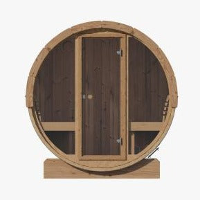 SaunaLife E7G 4-Person Outdoor Barrel Sauna - Glass Front