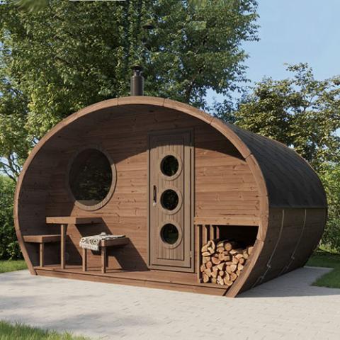 SaunaLife G11 8-Person Outdoor Home Sauna Kit - 2-Room