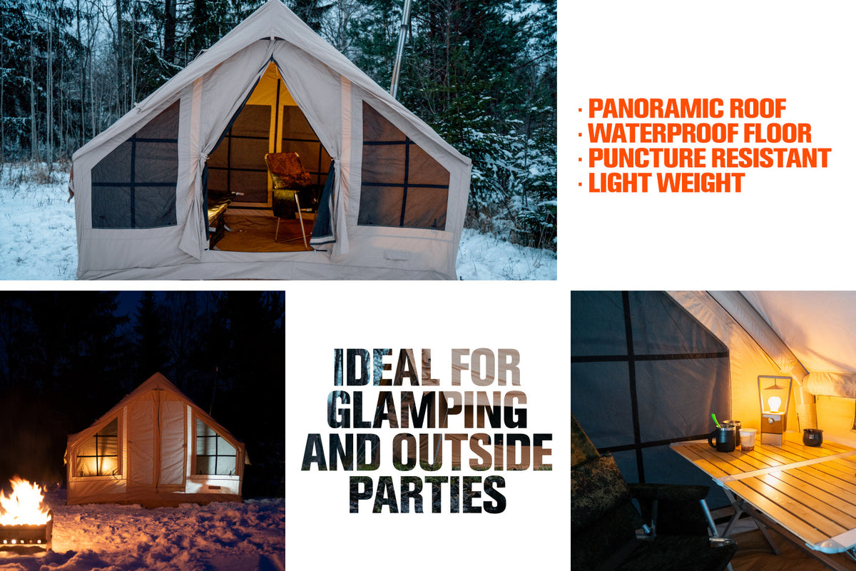 RBM Outdoors Panda Air 4-Person Premium Inflatable Medium Tent with Stove Jack
