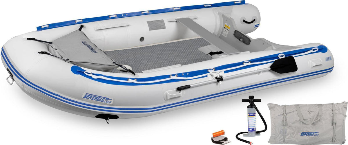 SeaEagle Transom Boat Packages Bench / Dropstitch Sea Eagle - 106SR 5 Person 10&#39;6&quot; White/Blue Sport Runabout Inflatable DSFloor Deluxe Boat ( 106SRXX )